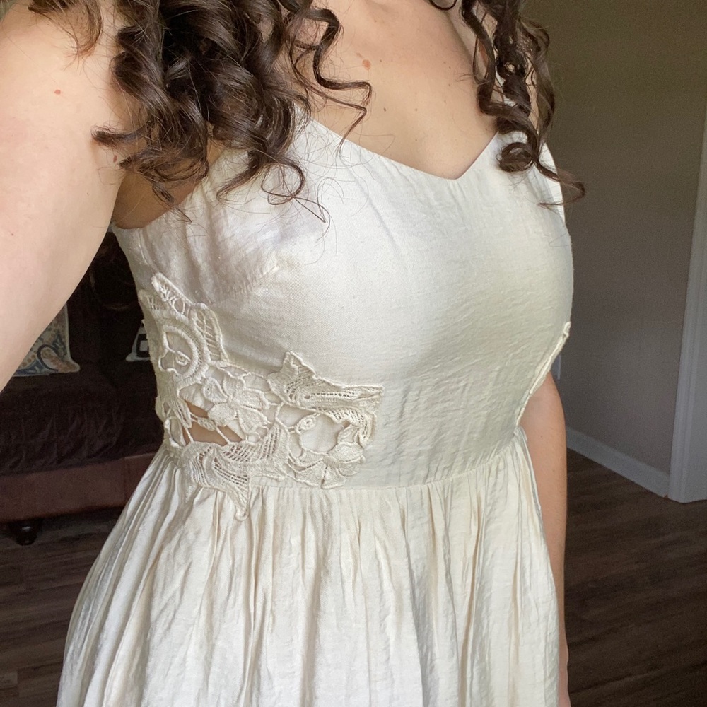 Linen sundress with lace detail cutout